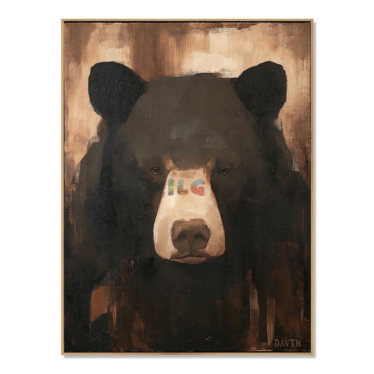 Shadow Bear Gaze – Rustic Portrait Wall Art