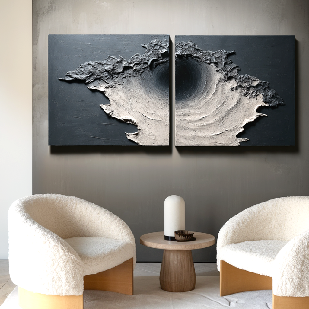 Silent Collapse – Textured Abstract Diptych Wall Art