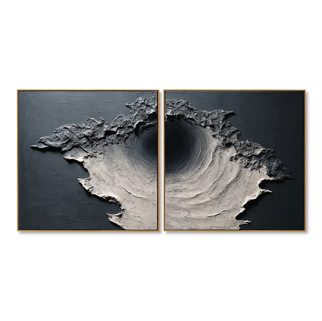 Dark Textured Abstract Diptych Wall Art, Hand-Painted Modern Canvas ...