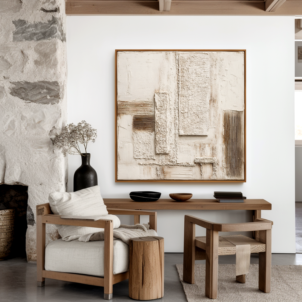 Silent Framework – Wabi-Sabi Textured Minimalist Wall Art