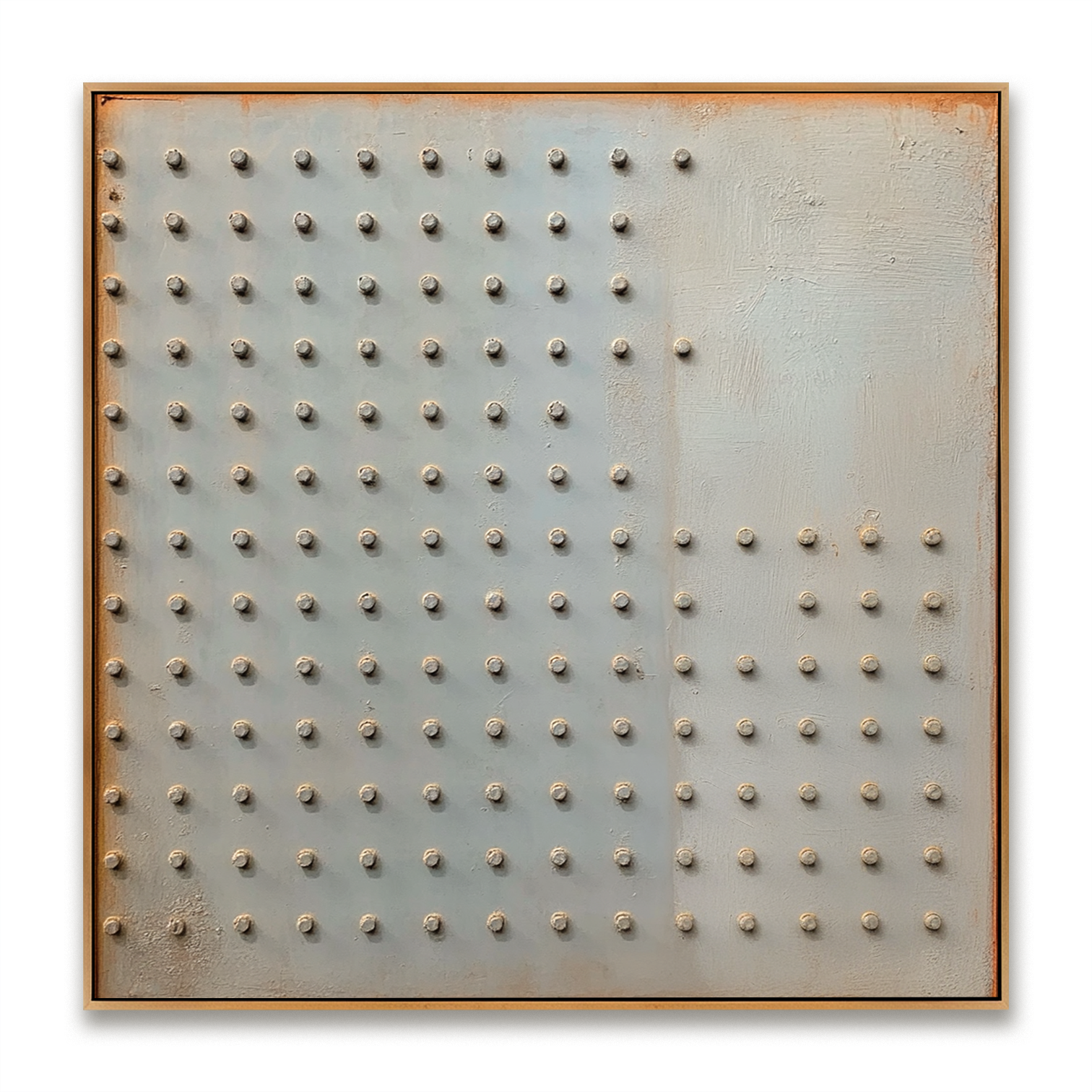 Silent Grid - Minimalist Industrial Abstract Oil Painting