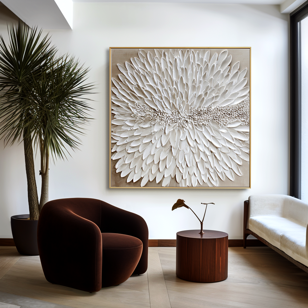 Silent Petals – Handcrafted Textured Floral Wall Art