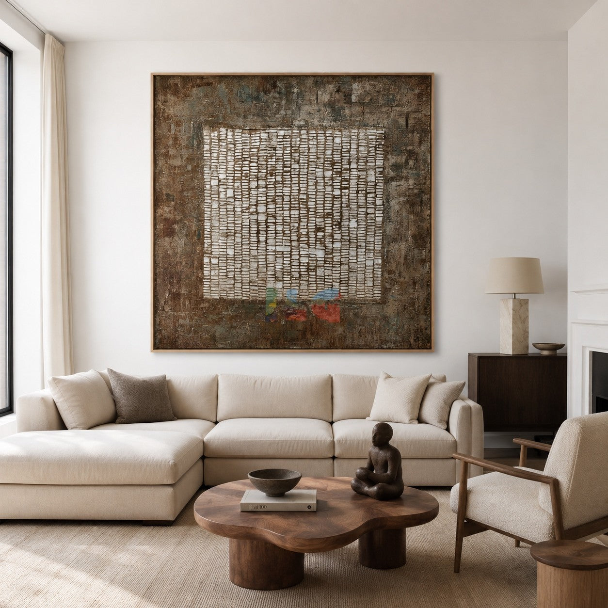 Weathered Grid Memory – Abstract Industrial Textured Wall Art