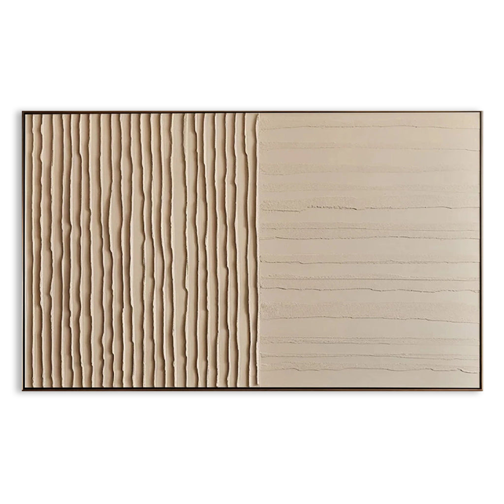 Linear Serenity – Hand-Painted Textured Abstract Canvas Art