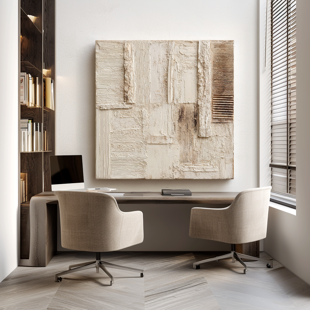 Quiet Structure – Minimal Abstract Wall Art, Modern Neutral Canvas for Living Room