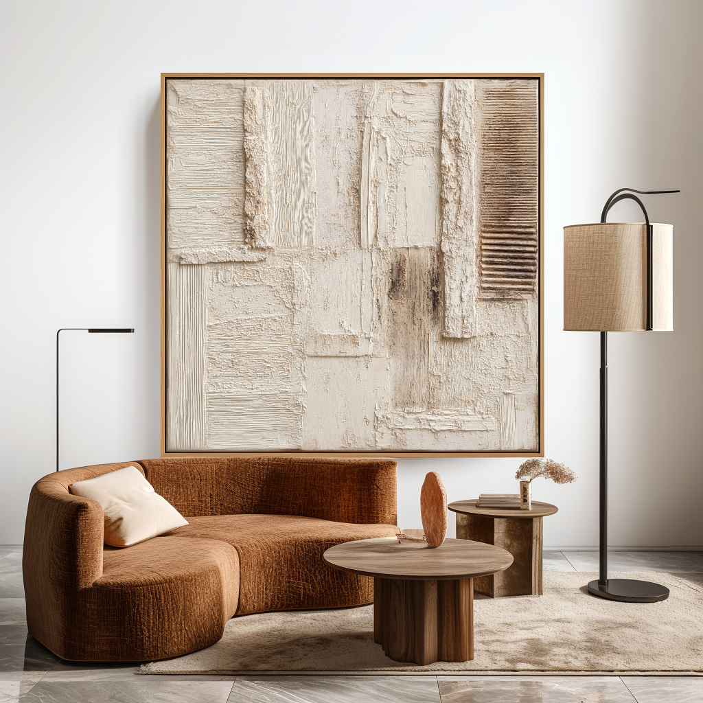 Quiet Structure – Minimal Abstract Wall Art, Modern Neutral Canvas for Living Room