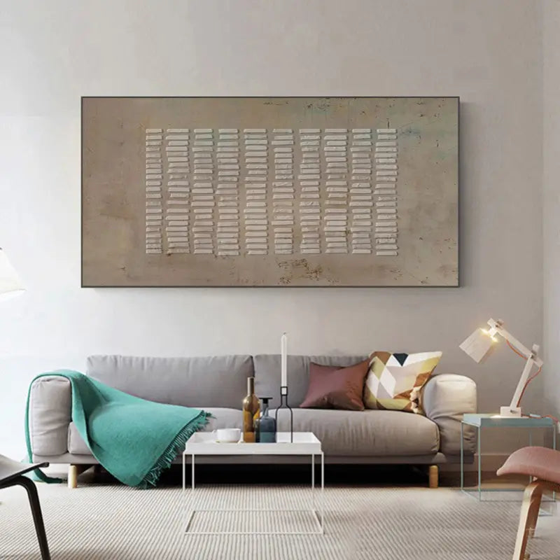 Structured Calm – Hand-Painted Textured Abstract Canvas Art