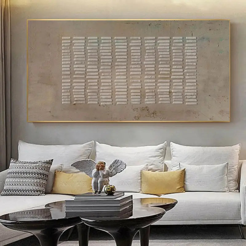 Structured Calm – Hand-Painted Textured Abstract Canvas Art