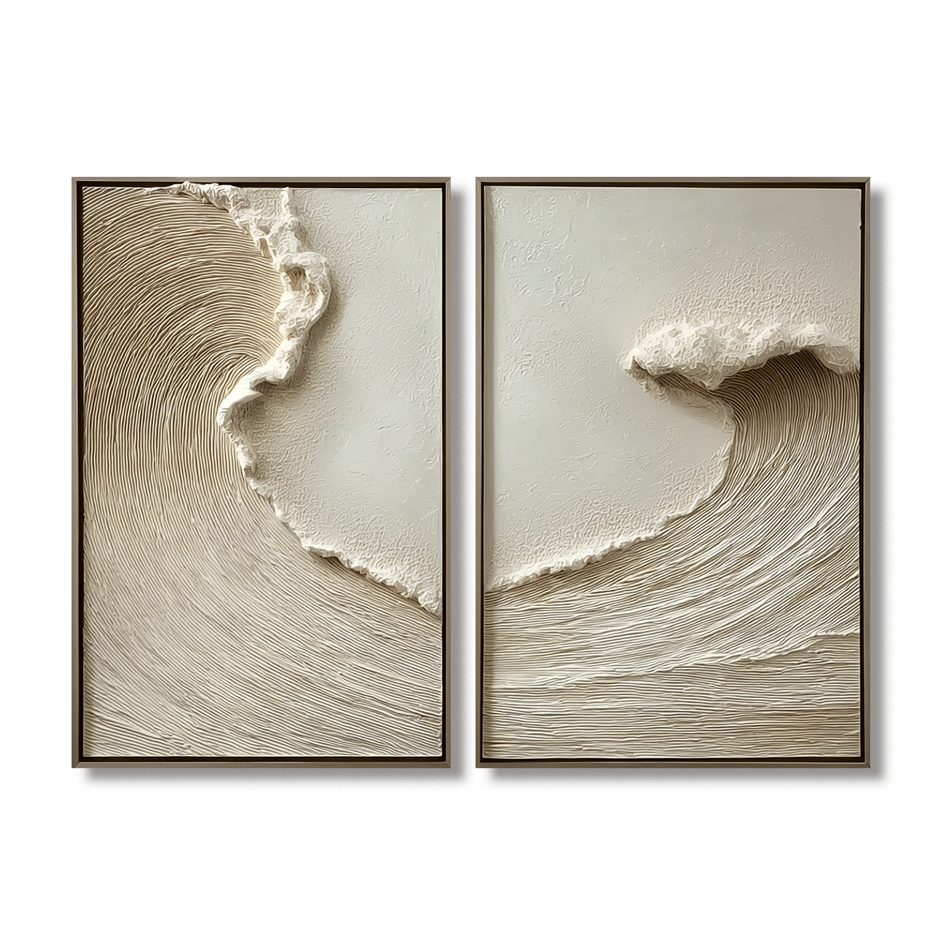Tidal Whispers – Textured Minimalist Coastal Wave Diptych
