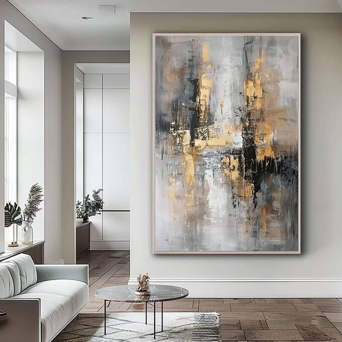 Golden Abstract – Hand-Painted Textured Canvas Art