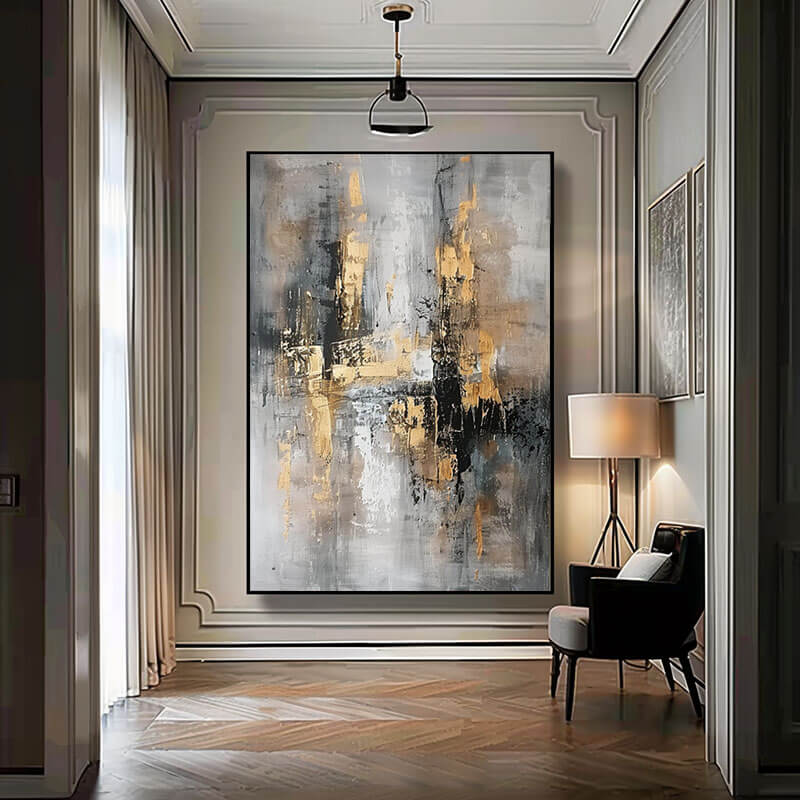 Golden Abstract – Hand-Painted Textured Canvas Art