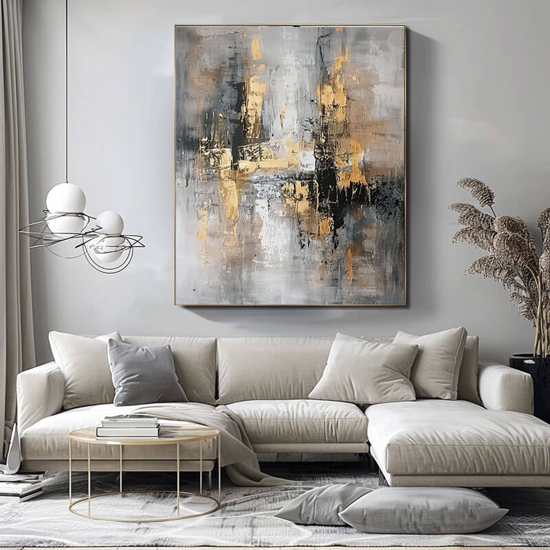 Golden Abstract – Hand-Painted Textured Canvas Art