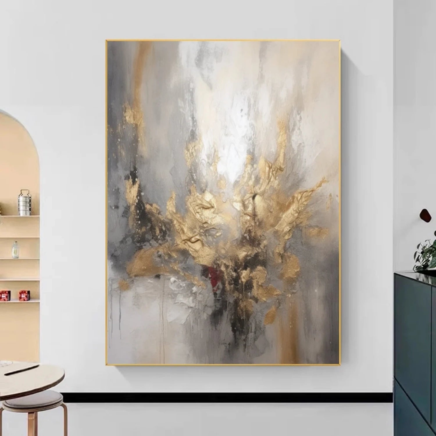 Golden Burst – Hand-Painted Abstract Canvas Art