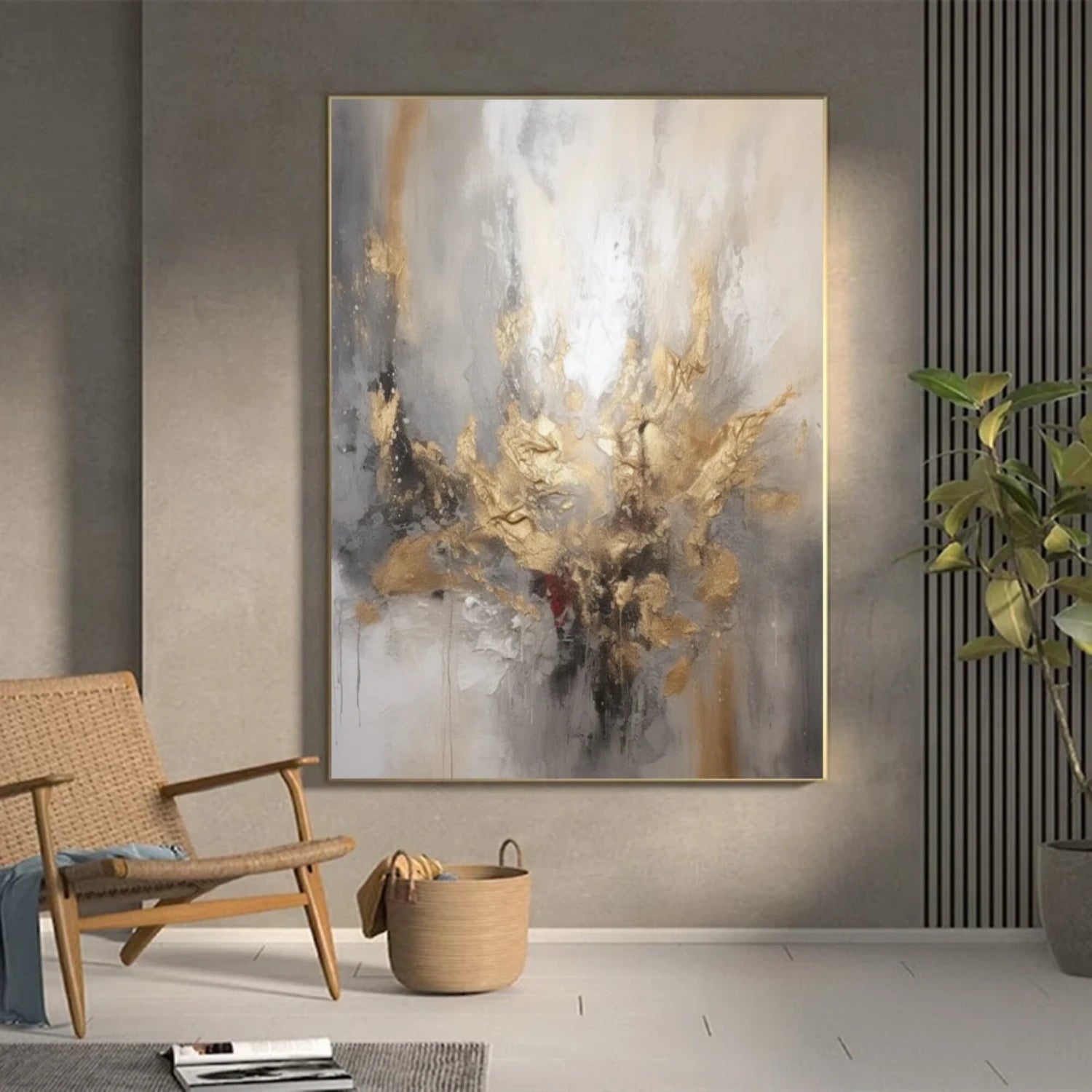 Golden Burst – Hand-Painted Abstract Canvas Art