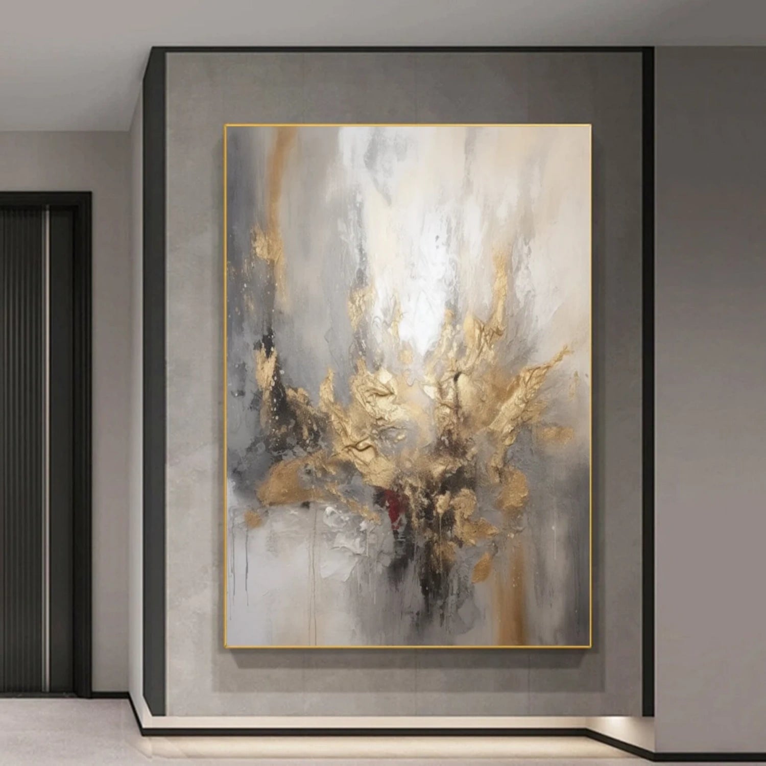 Golden Burst – Hand-Painted Abstract Canvas Art