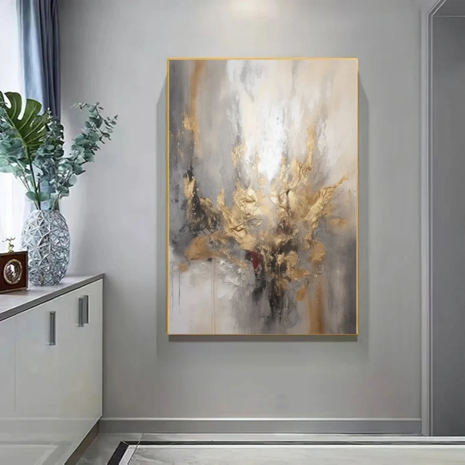 Golden Burst – Hand-Painted Abstract Canvas Art