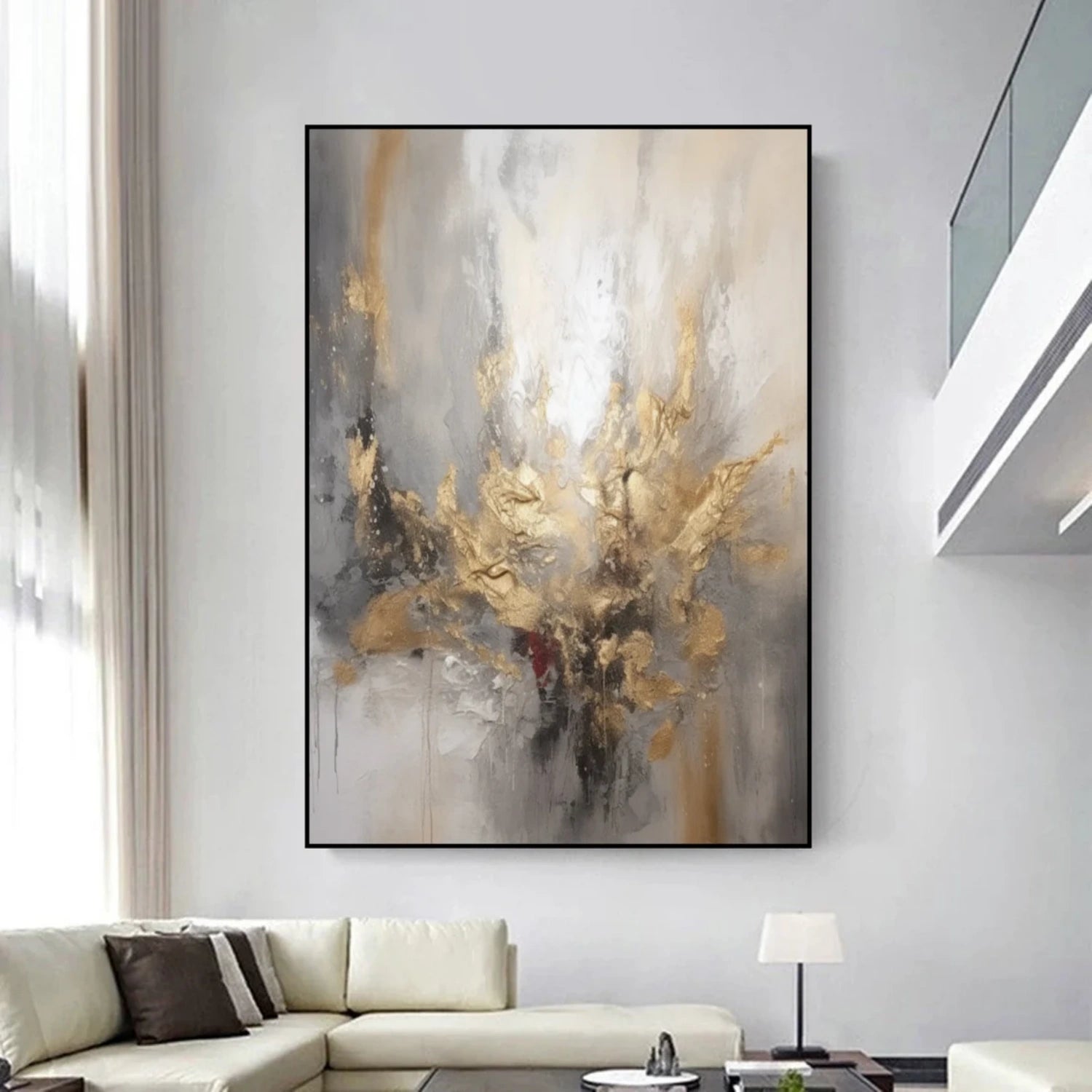 Golden Burst – Hand-Painted Abstract Canvas Art