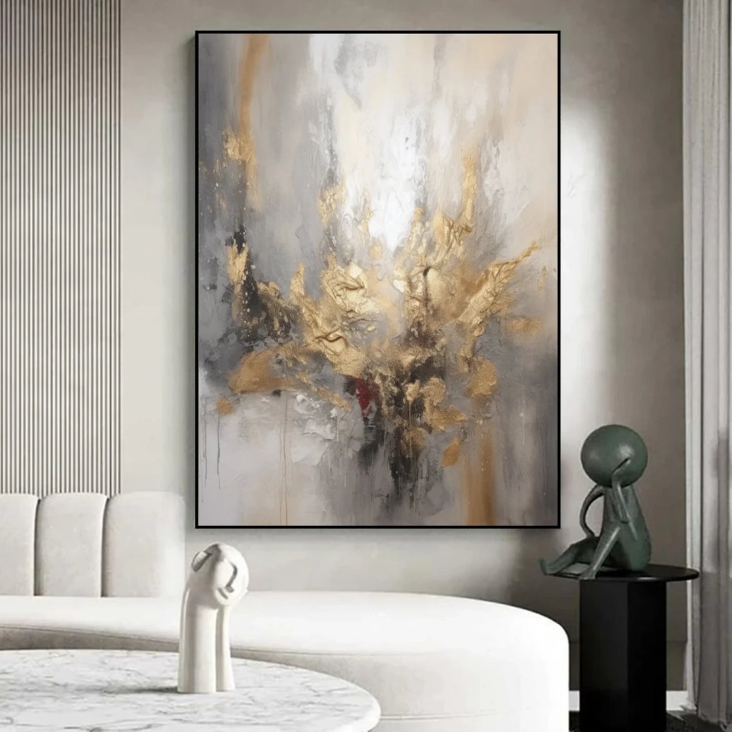 Golden Burst – Hand-Painted Abstract Canvas Art
