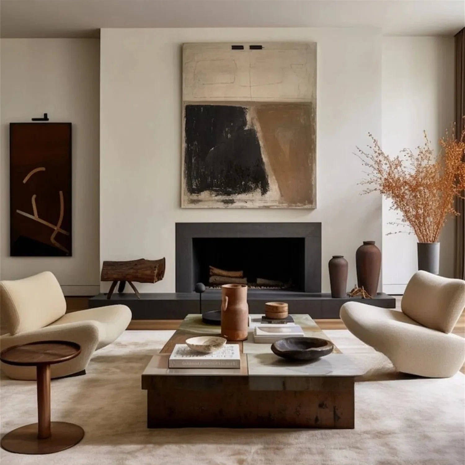 Monochrome Contrast – Hand-Painted Abstract Canvas Art