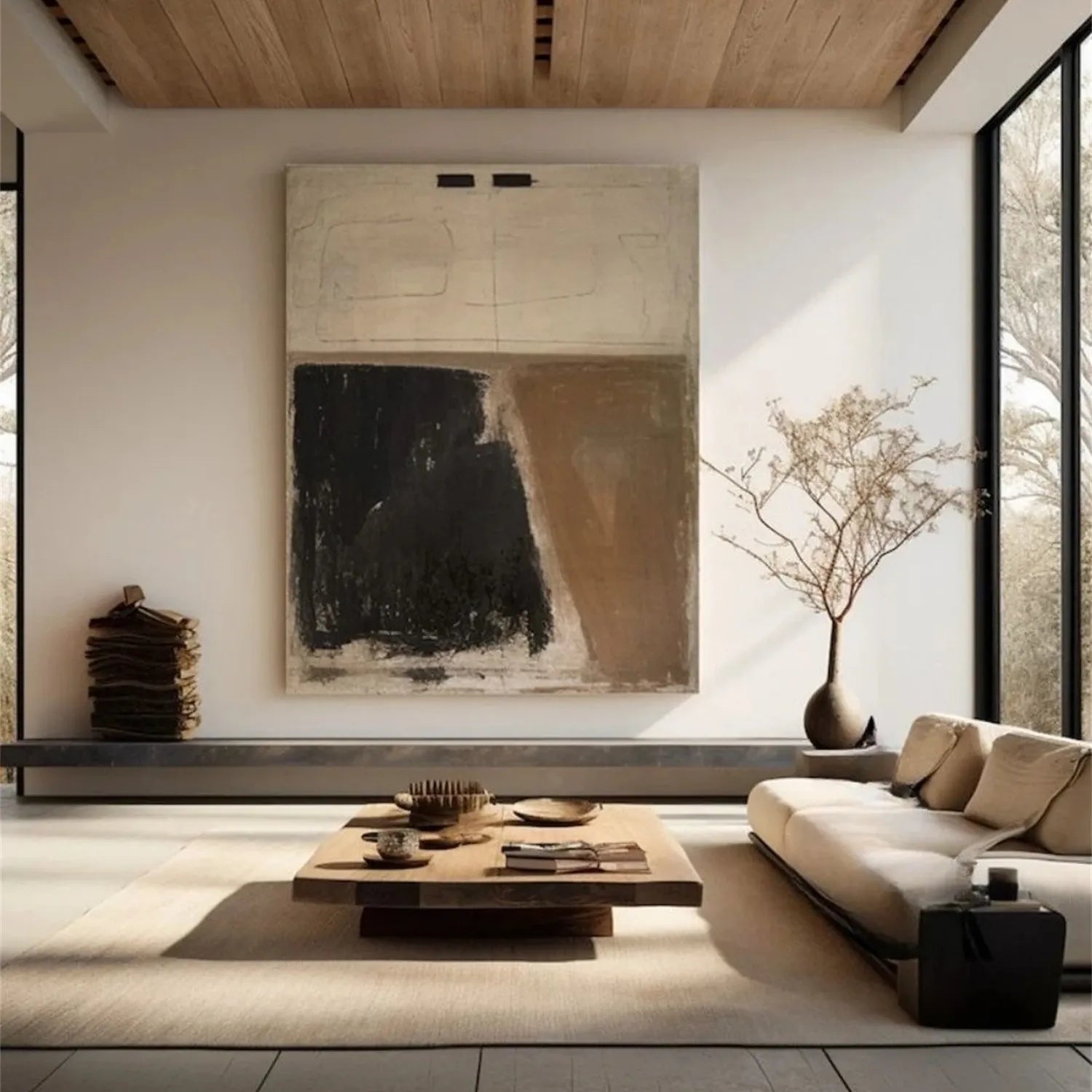 Monochrome Contrast – Hand-Painted Abstract Canvas Art