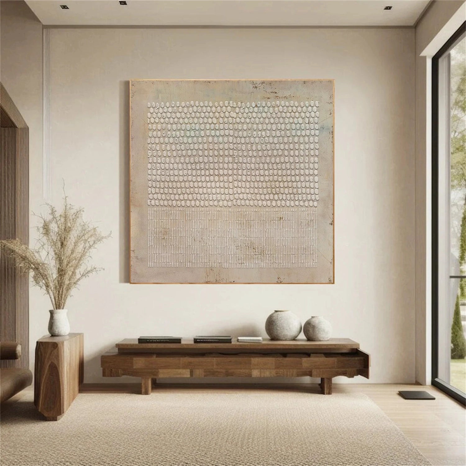 Textured Grid – Hand-Painted Abstract Canvas Art
