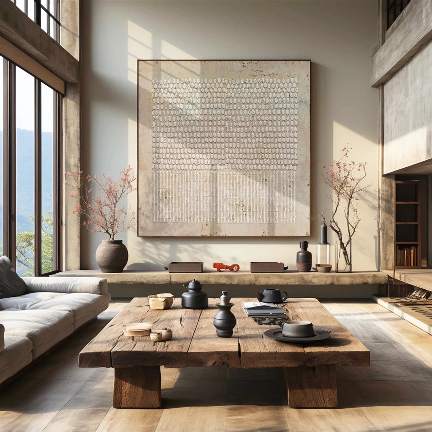 Textured Grid – Hand-Painted Abstract Canvas Art