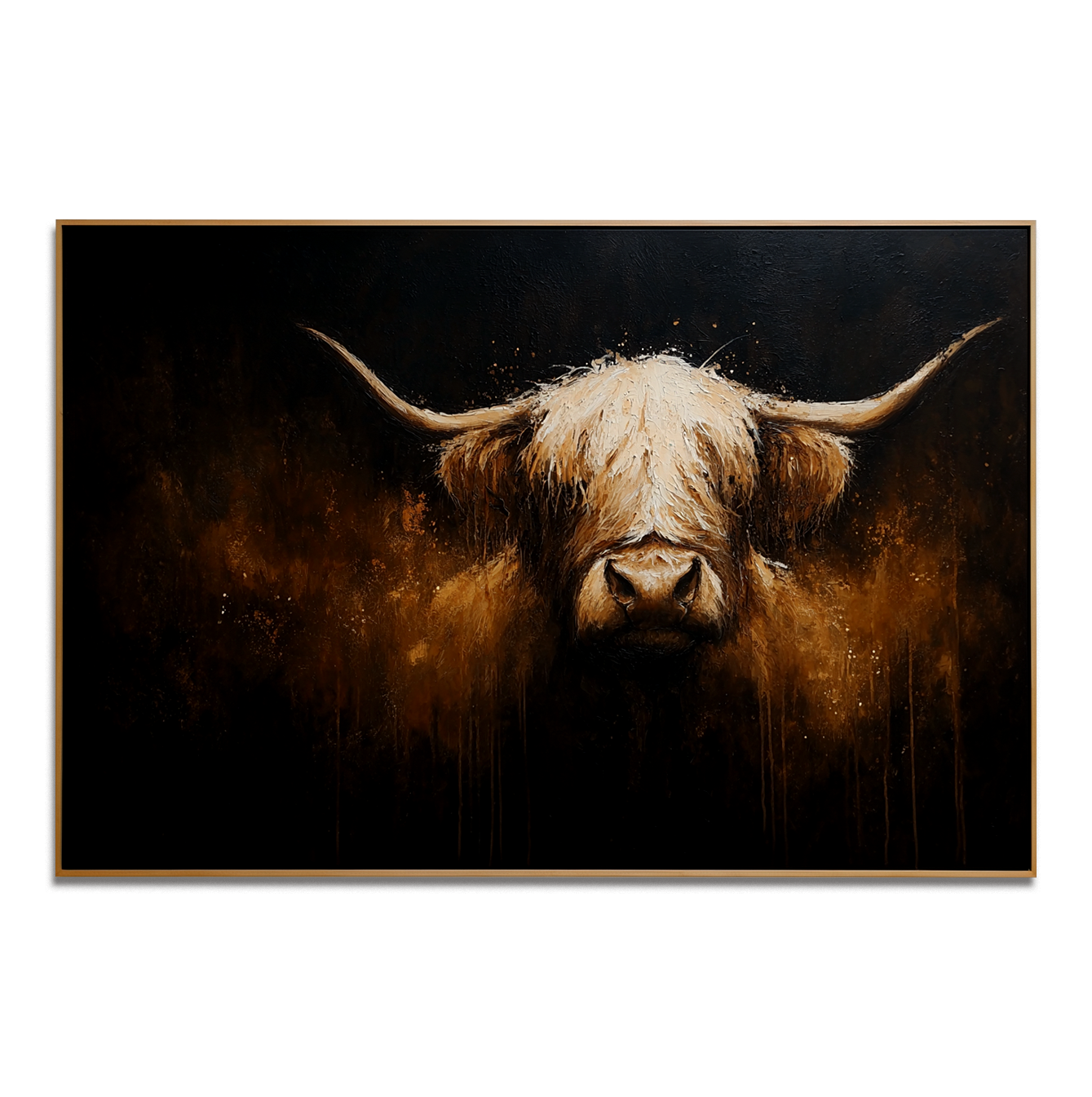 Midnight Highland - Modern Highland Cow Oil Painting