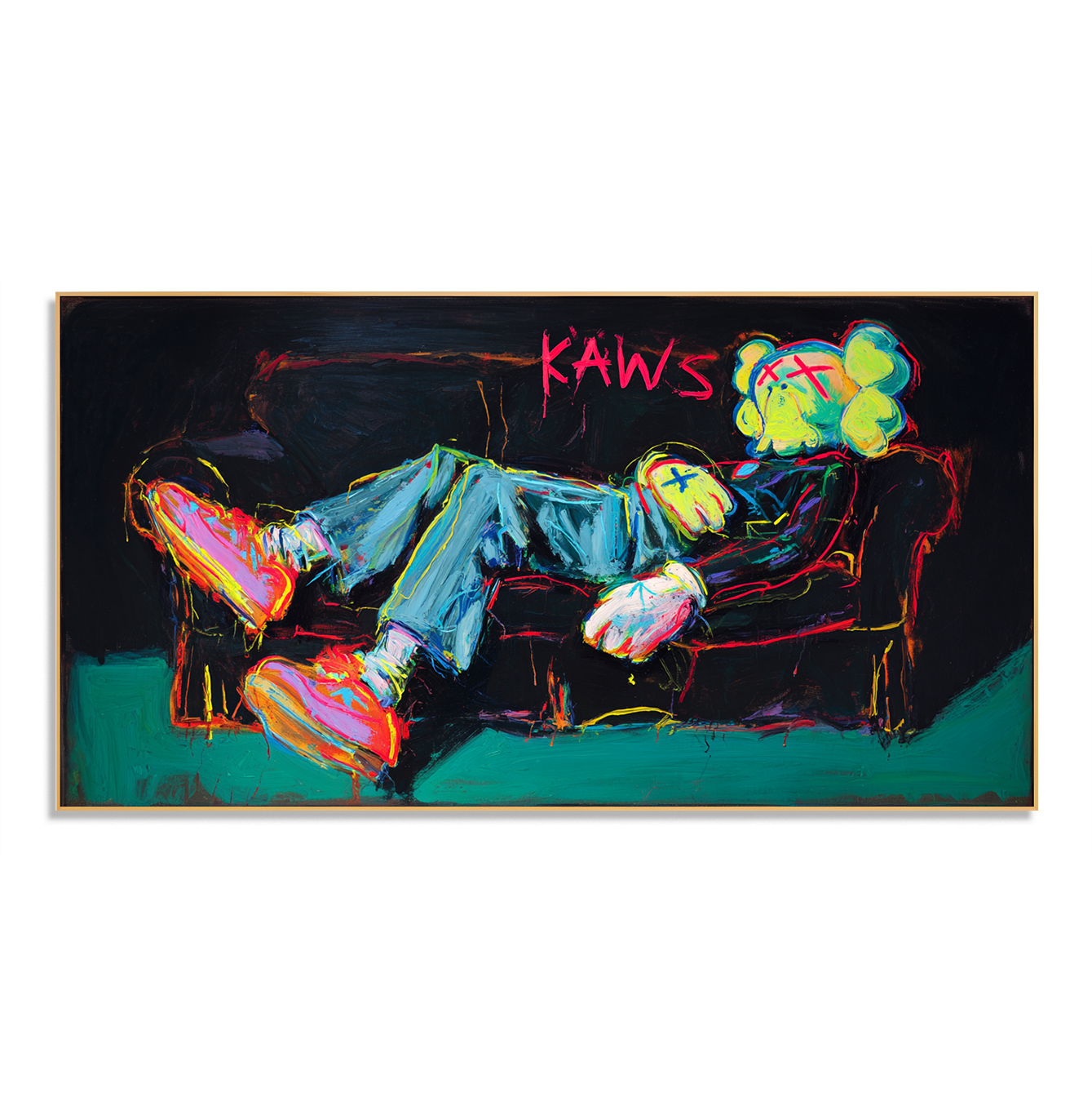 Fallen Icon – Street Pop Art Painting, KAWS Style Graffiti Canvas Wall Art