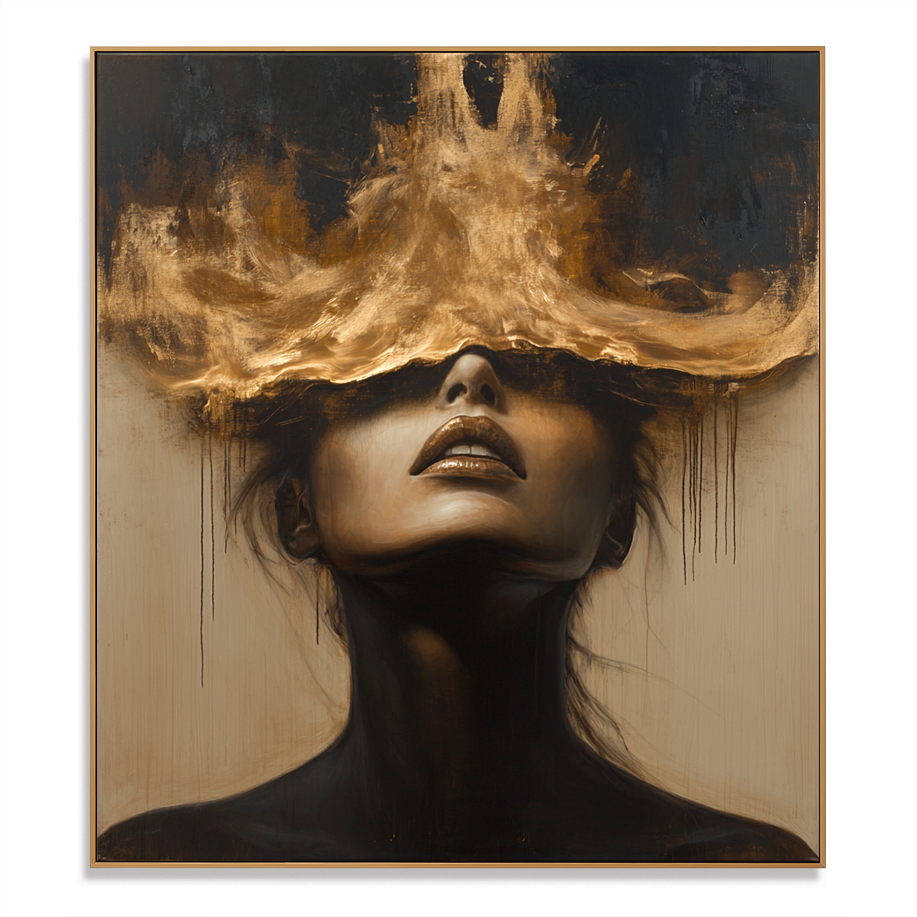 Veil of Gold - Dramatic Abstract Figurative Portrait Oil Painting