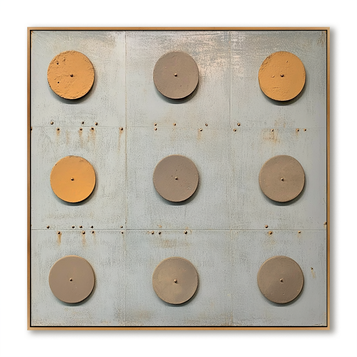 Ordered Silence - Minimalist Geometric Industrial Abstract Oil Painting