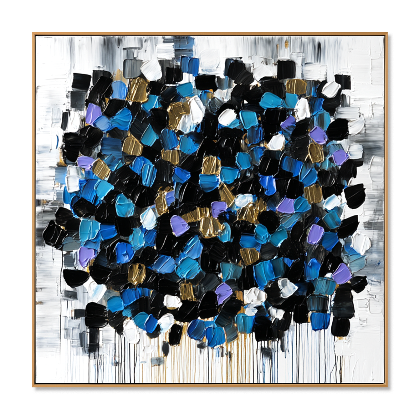 Midnight Mosaic - Contemporary Blue Abstract Oil Painting