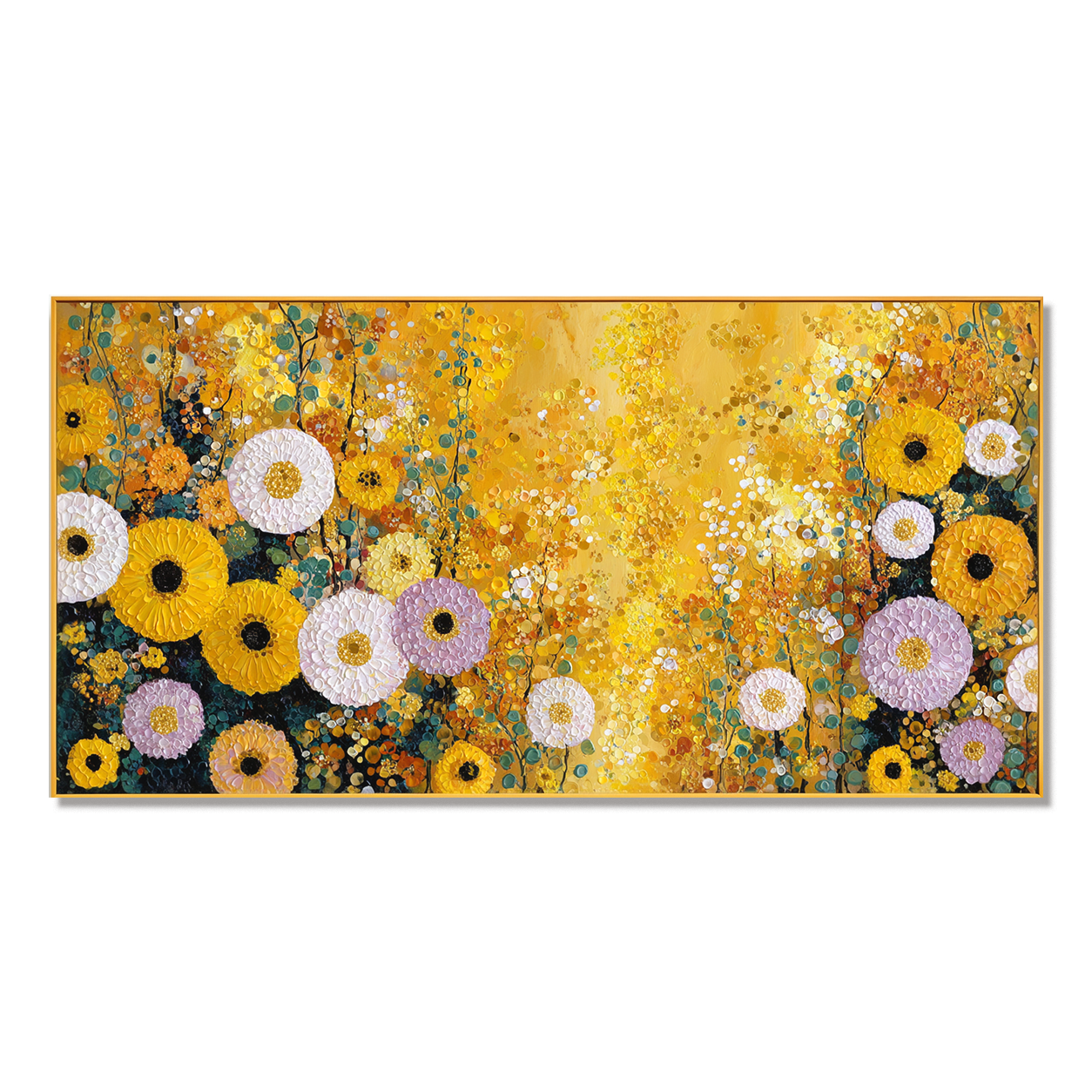 Sunlit Petals – Hand-Painted 3D Textured Yellow Floral Canvas