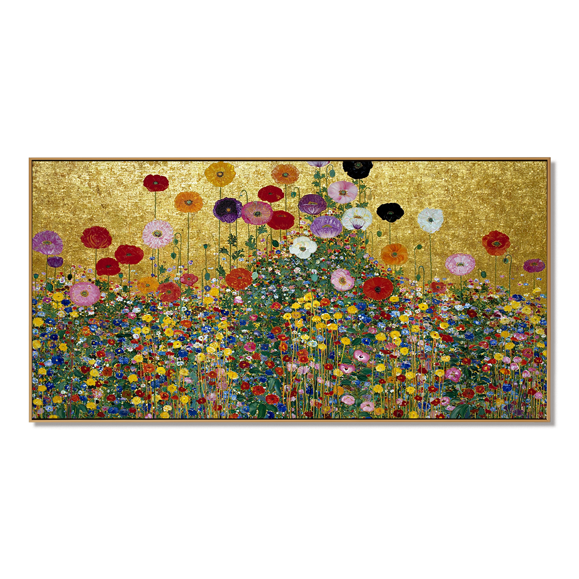 Auric Meadow – Hand-Painted Textured Floral Canvas Wall Art