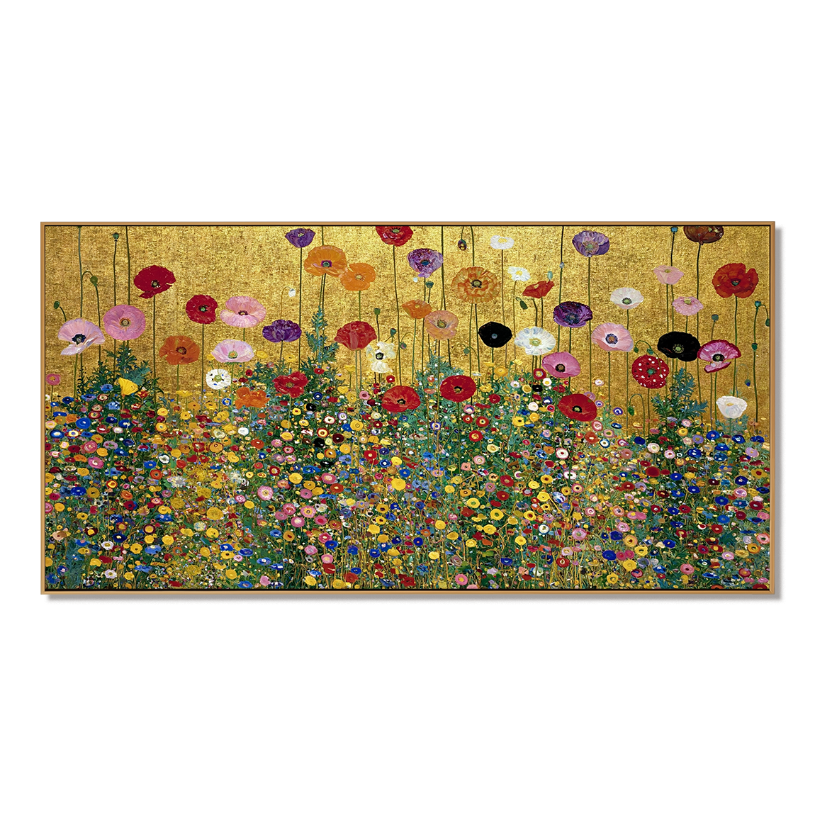 Golden Horizon Meadow – Hand-Painted Textured Floral Canvas Wall Art