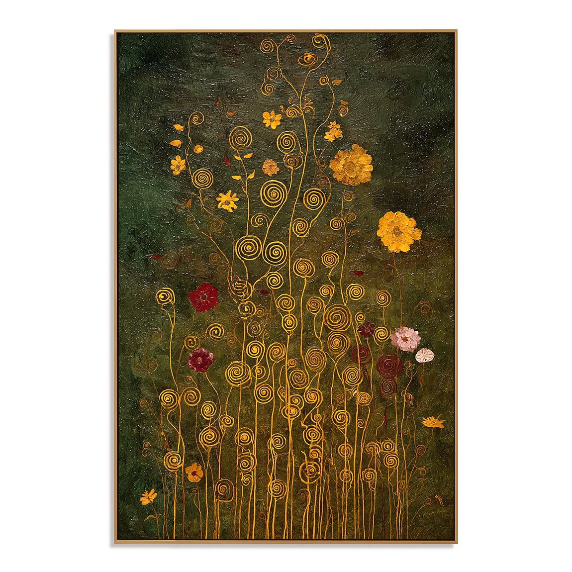 Golden Meadow Whispers – Textured Floral Canvas Wall Art