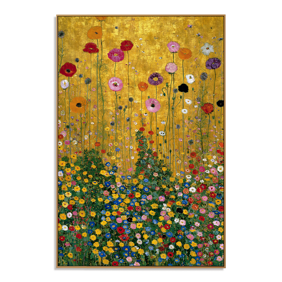 Golden Meadow Symphony – Hand-Painted Textured Floral Canvas Wall Art