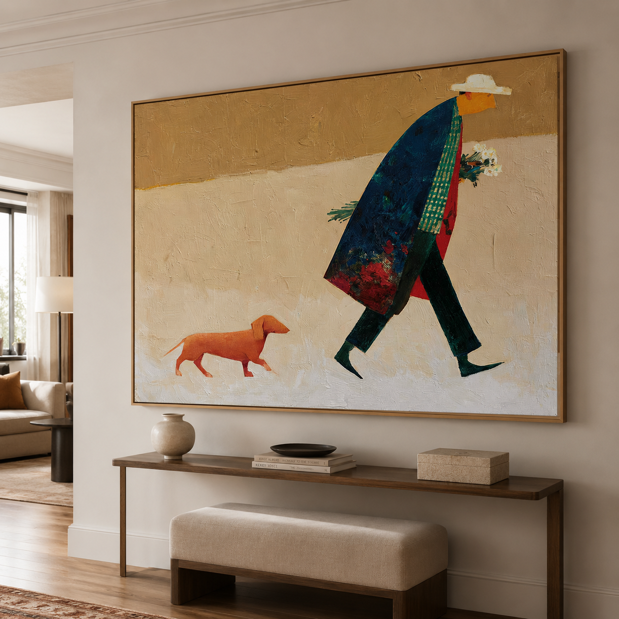 Gentle Passage - Hand-Painted Minimalist Figure Art Acoustic Panel