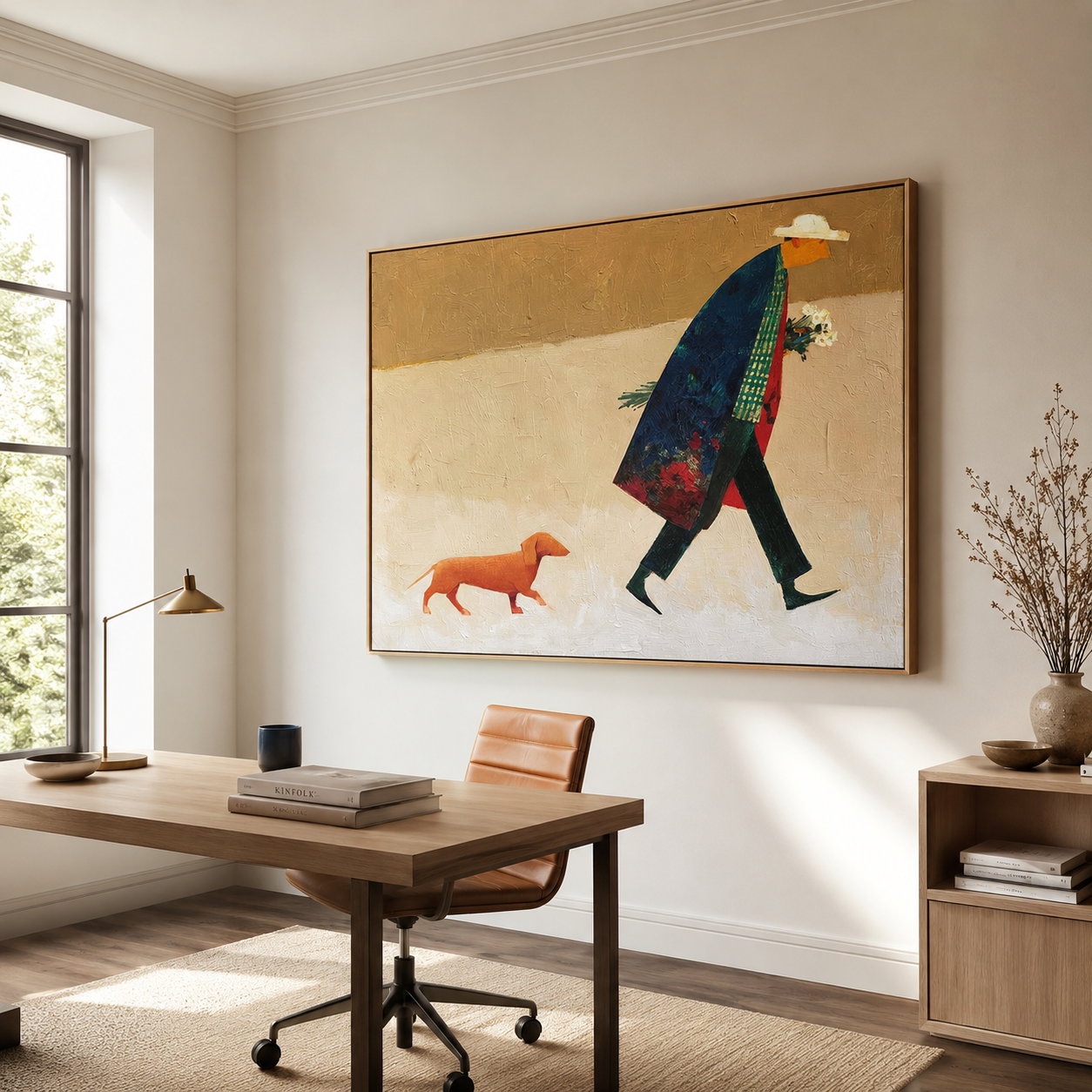 Gentle Passage - Hand-Painted Minimalist Figure Art Acoustic Panel
