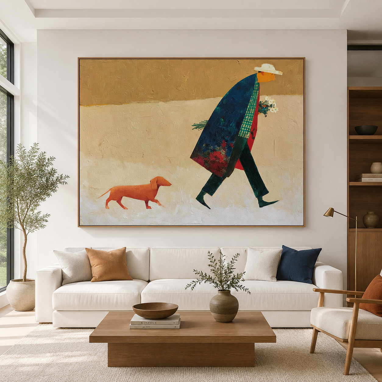 Gentle Passage - Hand-Painted Minimalist Figure Art Acoustic Panel