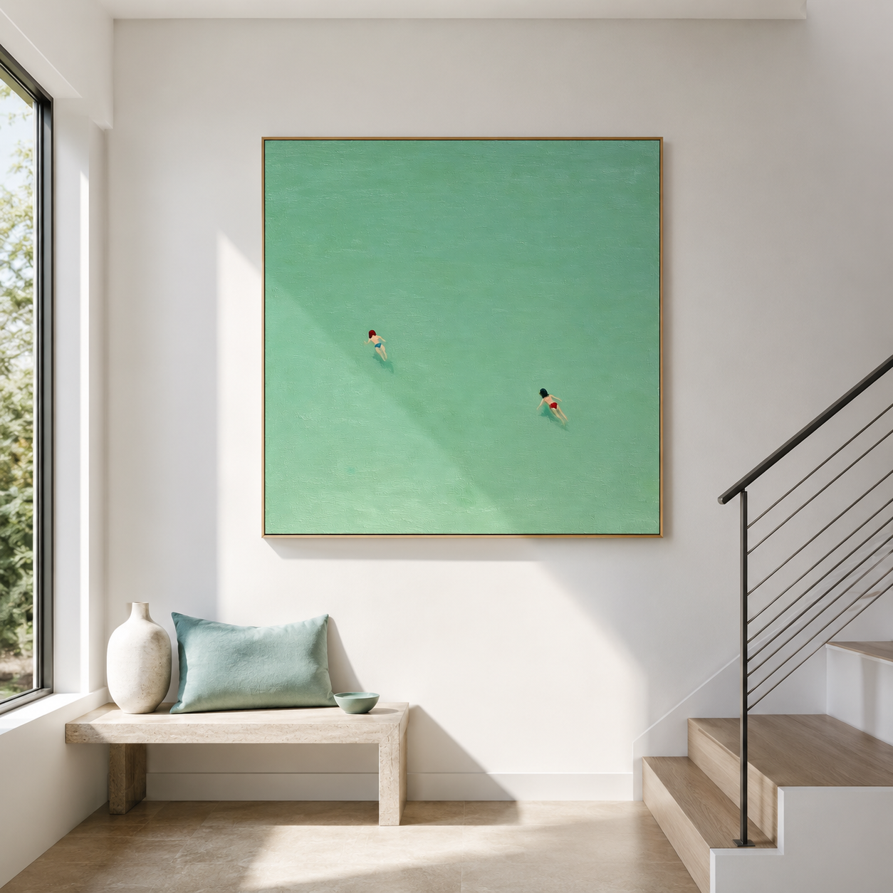 Silent Tide Escape - Hand-Painted Minimalist Coastal Art Acoustic Panel