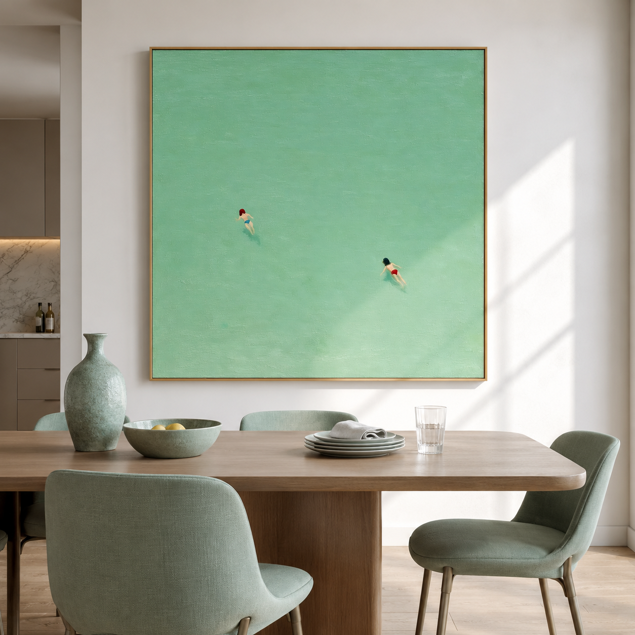 Silent Tide Escape - Hand-Painted Minimalist Coastal Art Acoustic Panel