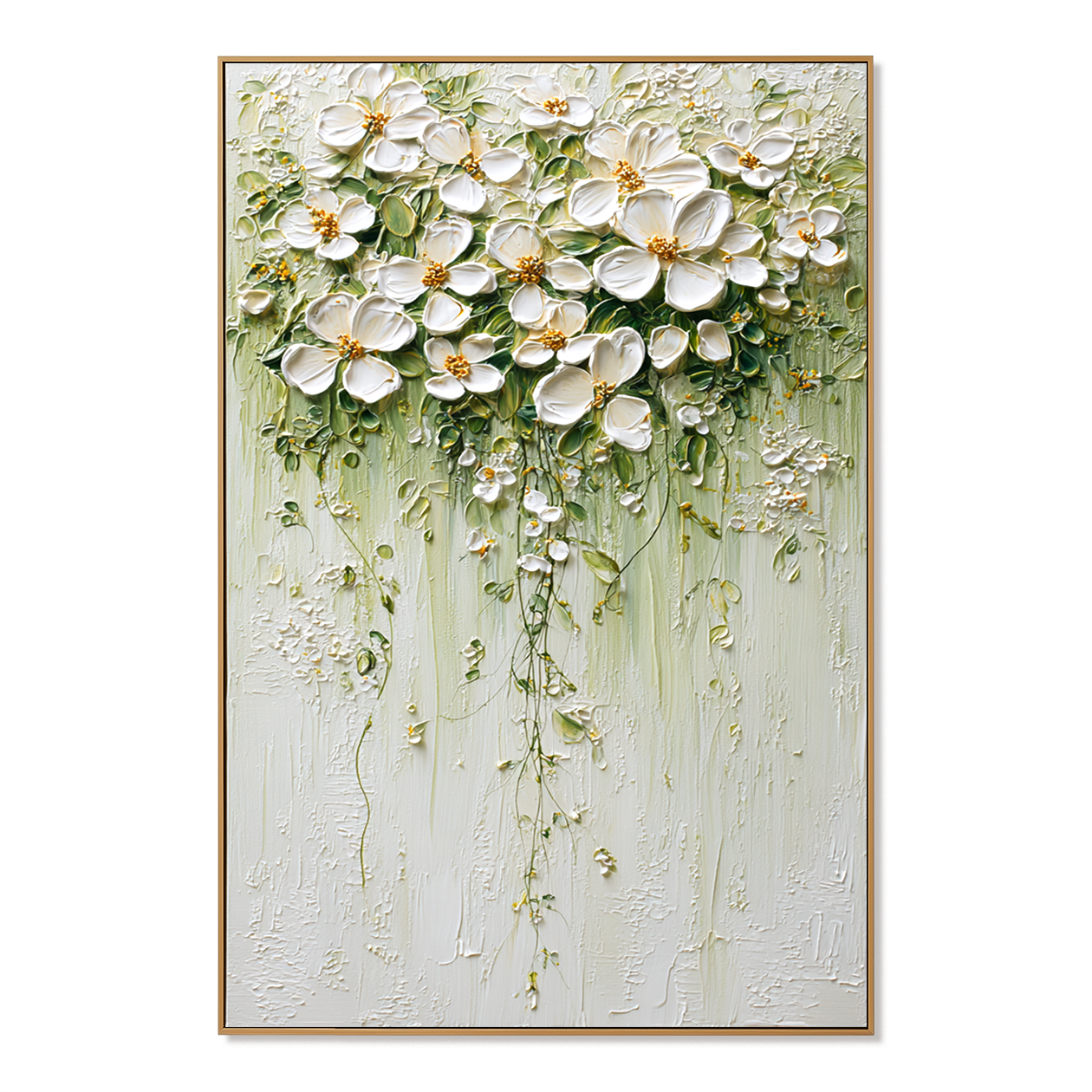 Ivory Blossom Cascade - Hand-Painted Floral Art Acoustic Panel
