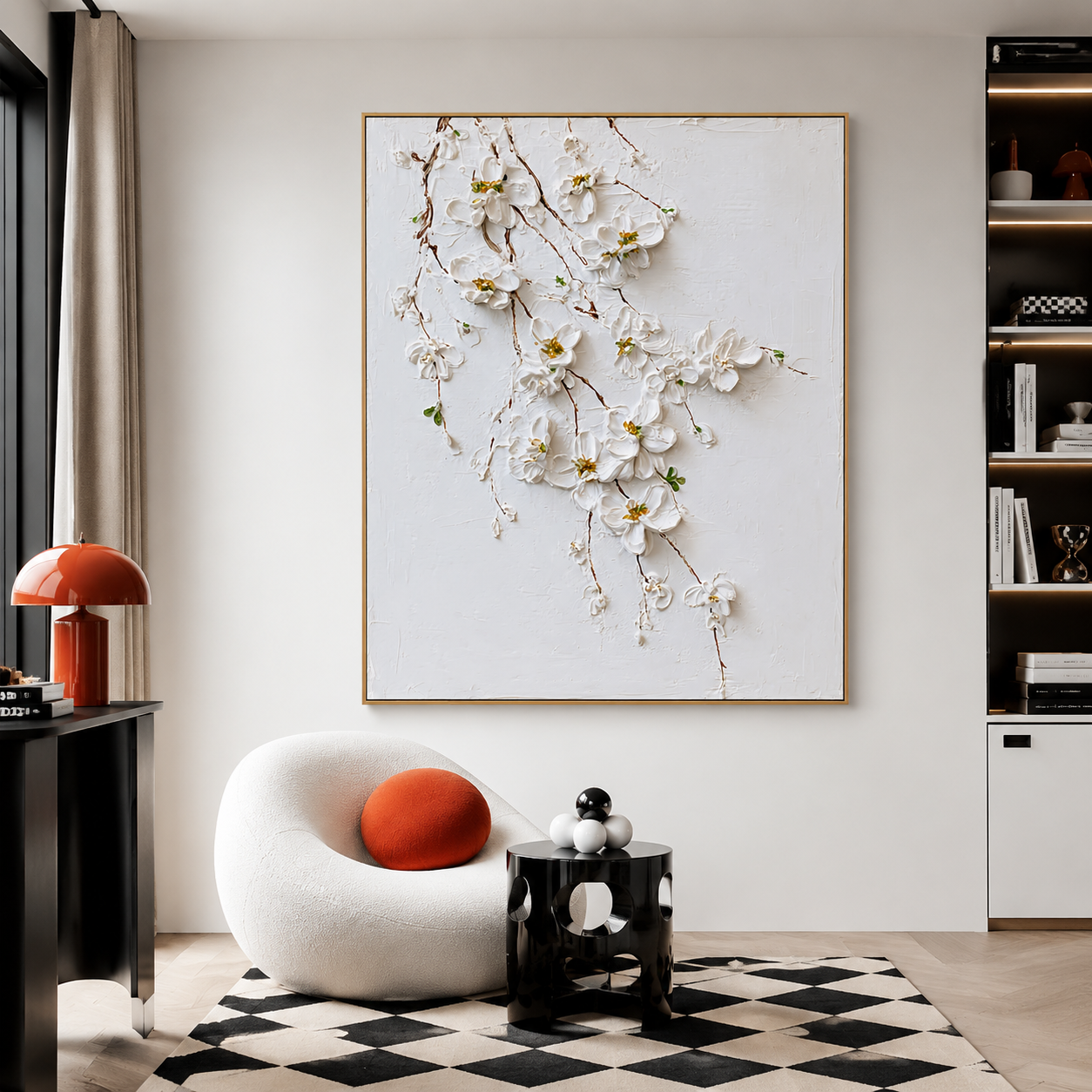 Falling Petals Serenity - Hand-Painted Floral Art Acoustic Panel