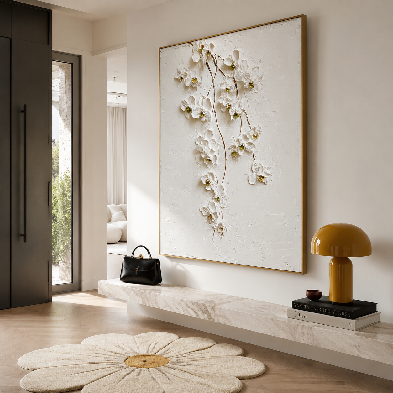 Blossom Drift - Hand-Painted Floral Art Acoustic Panel