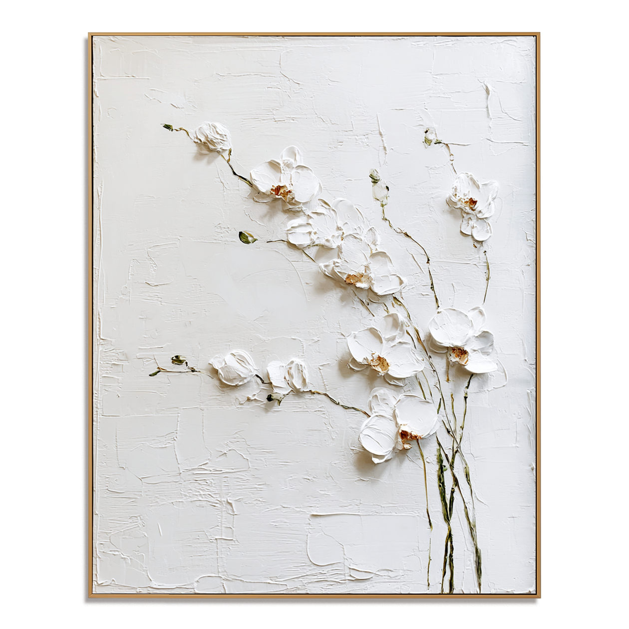 Ivory Petal Echo - Hand-Painted Floral Art Acoustic Panel