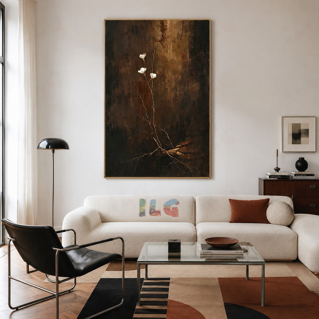Nocturne Bloom – Botanical Textured Wall Art