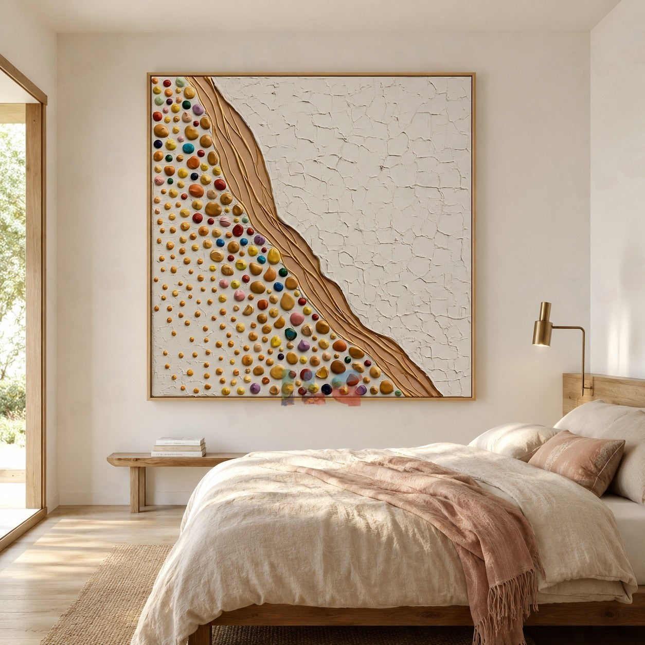 Gilded Pebble Stream – Abstract Textured Wall Art