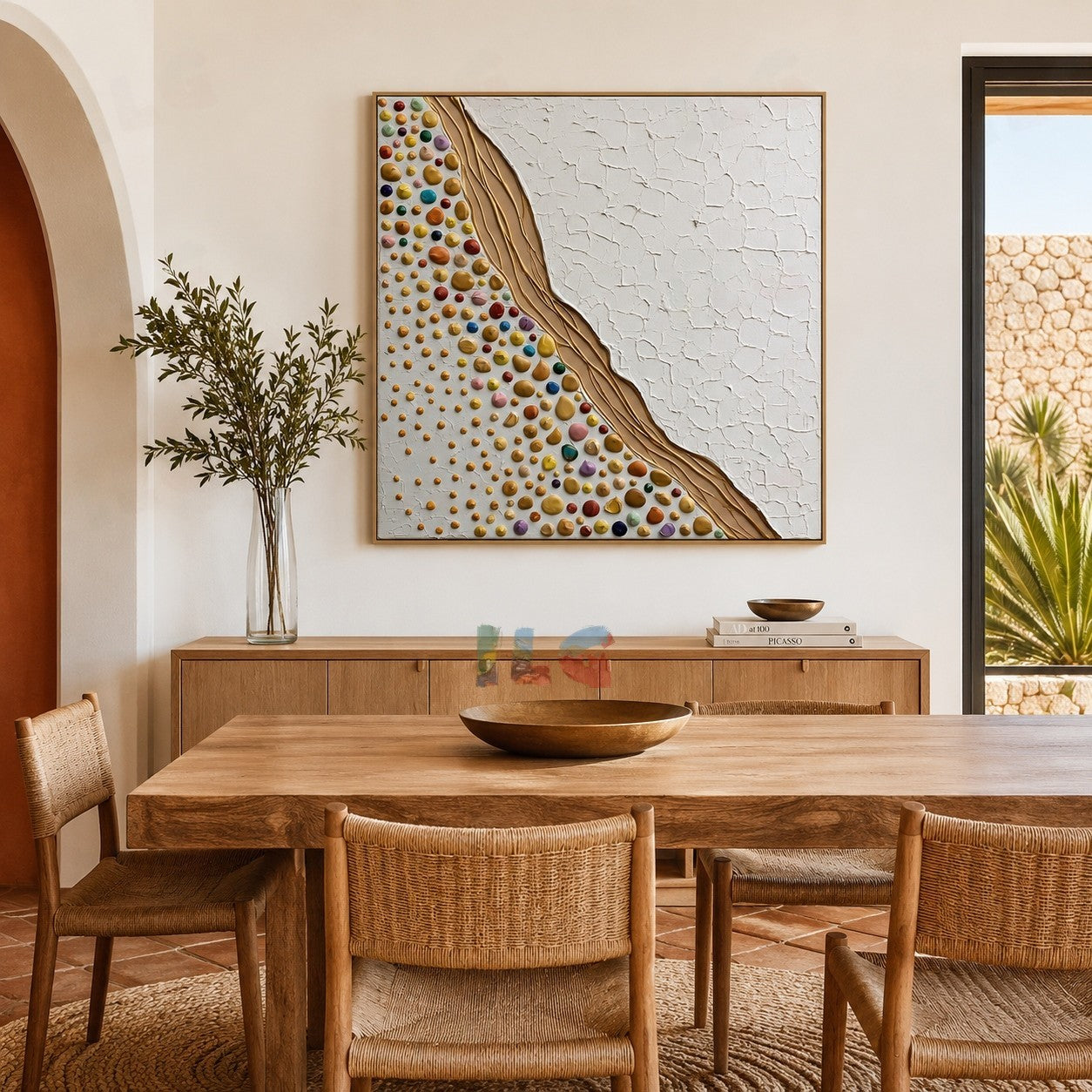 Gilded Pebble Stream – Abstract Textured Wall Art
