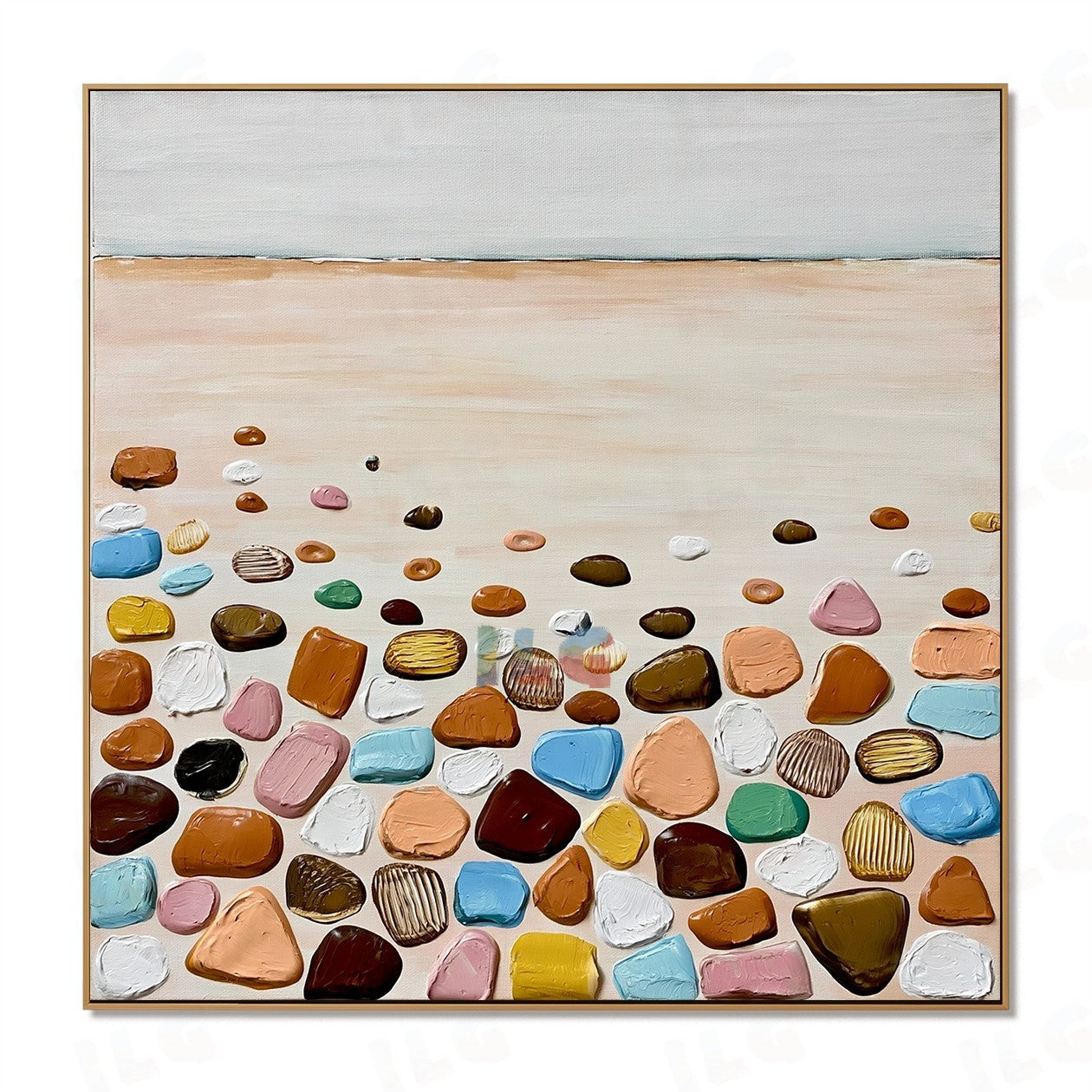Shoreline Pebble Calm – Textured Coastal Wall Art