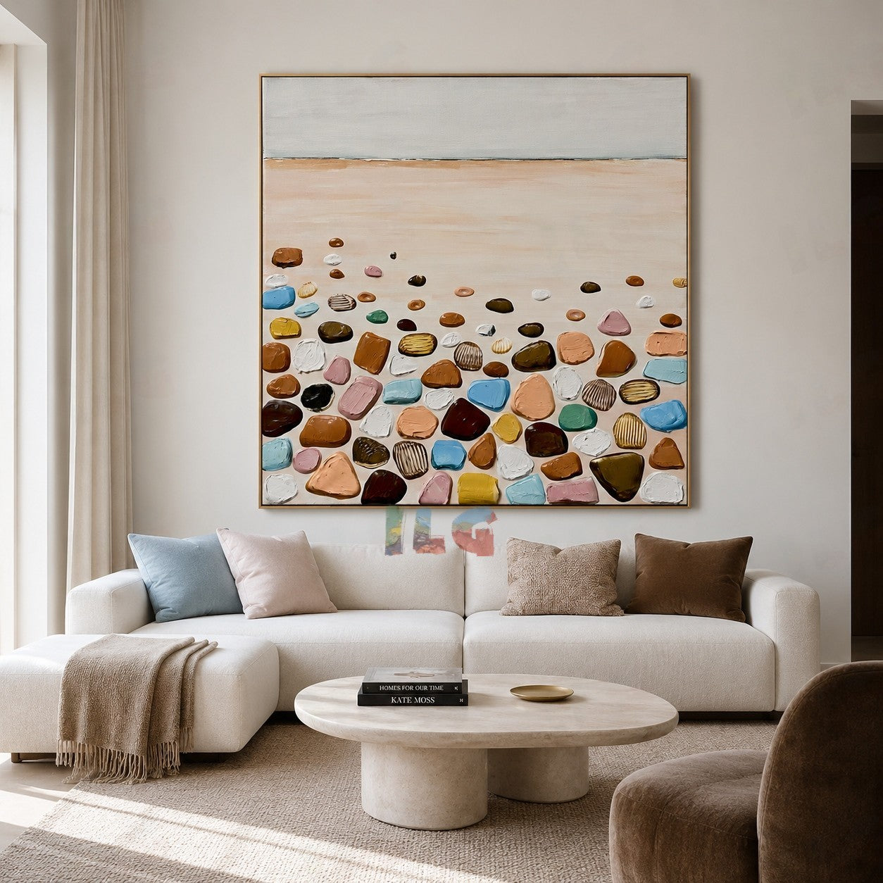 Shoreline Pebble Calm – Textured Coastal Wall Art